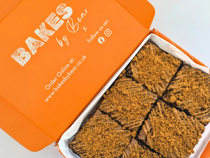 Biscoff Brownies in Orange Bakes by Bear Box