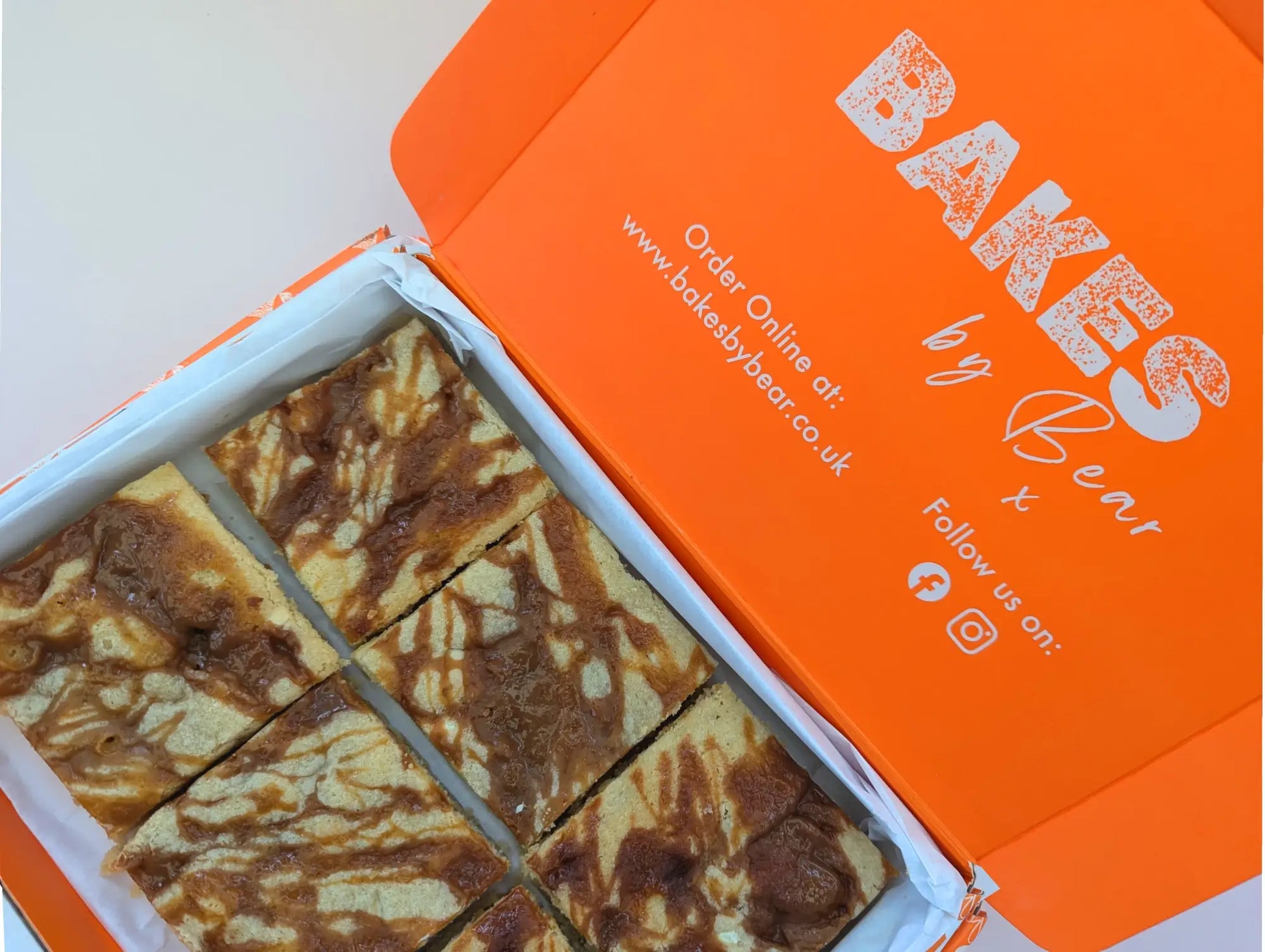 Caramel Blondies in Bakes by Bear Orange Box