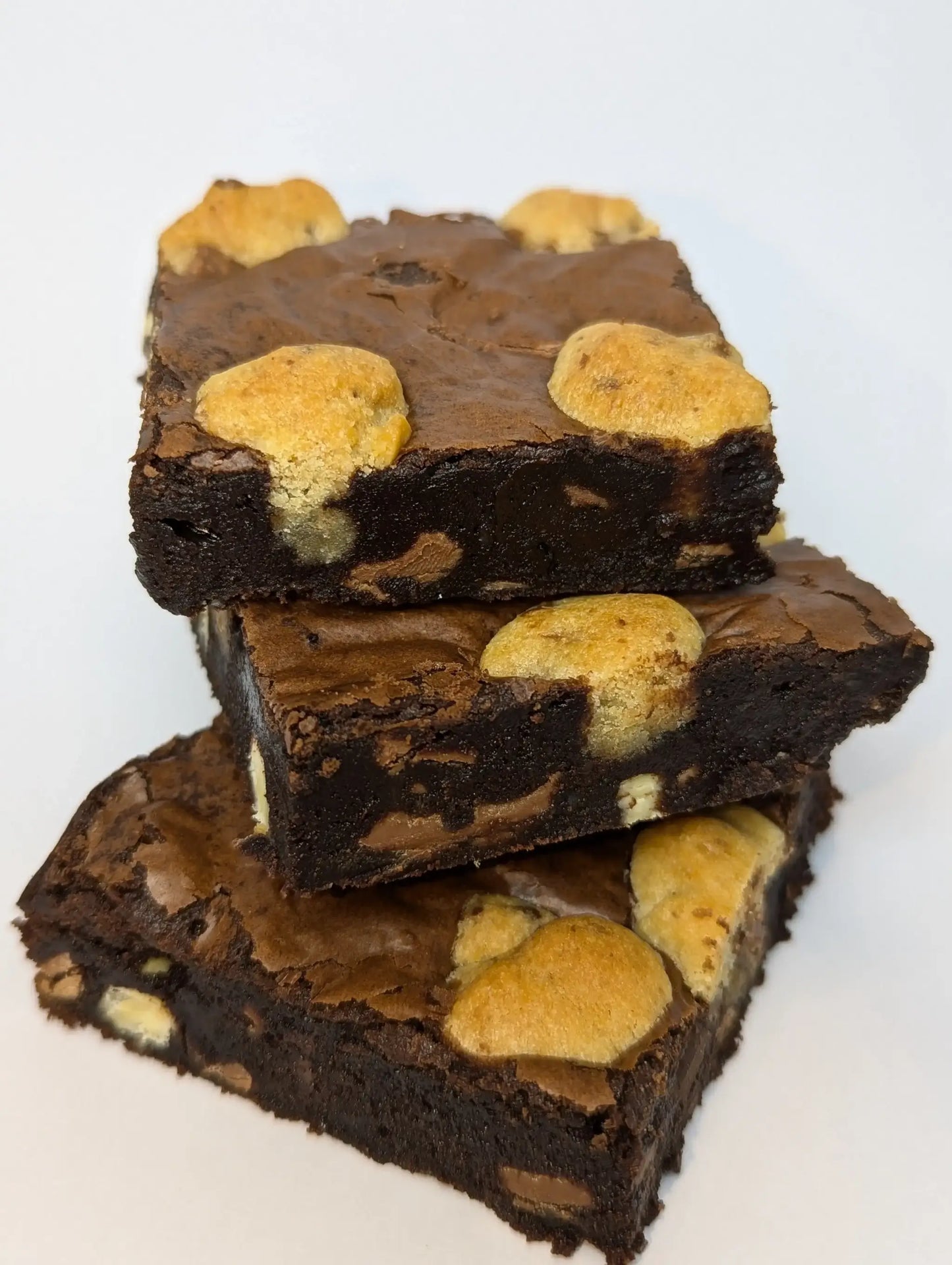 Stack of cookie dough brownies