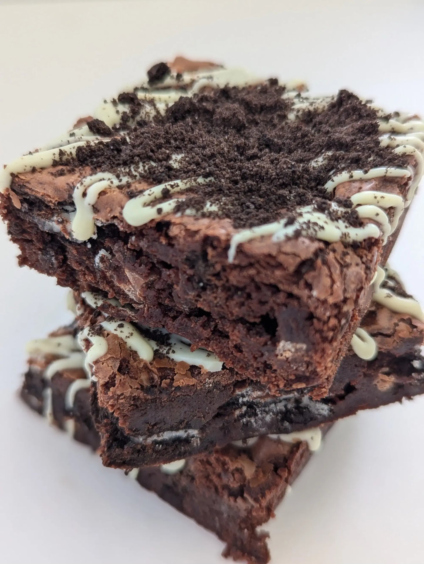 stacked oreo brownies aerial shot